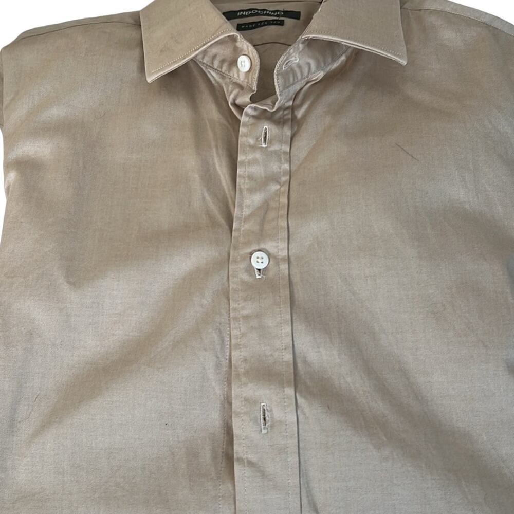 Indochino light brown Mauve custom fit dress shirt Large 16 1/2 33